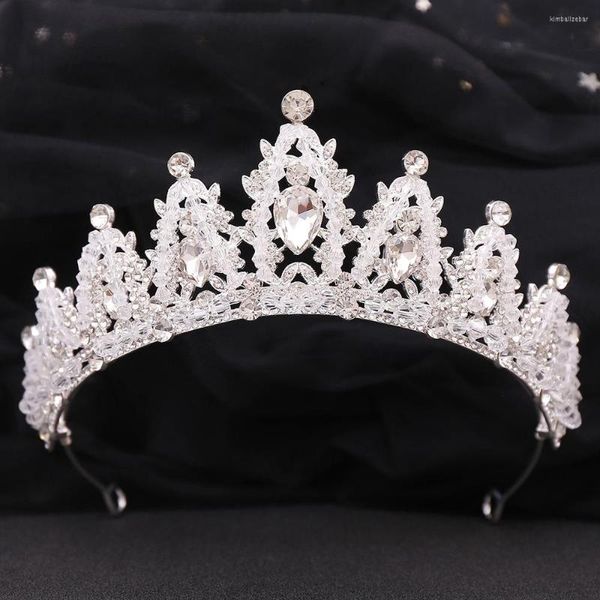 Clipes de cabelo diezi elegante madeirado de cristal branco Tiara Crown for Women Weart Party Bridal Brides Rhinestone Acessórios