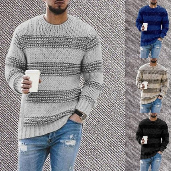 Herrenpullover, modischer Winterpullover für Herren, warm, O-Ausschnitt, Slim-Fit-Pullover, klassische Strickwaren, Kleidung