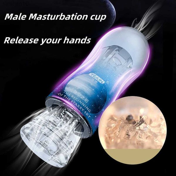 Masturbadores 3D Sucking transparente Vagina Vagina Buceta Oral Anal Masculpação Copo de Vibração Forte Brinquedos Sexuais de Silicone para Man L230518