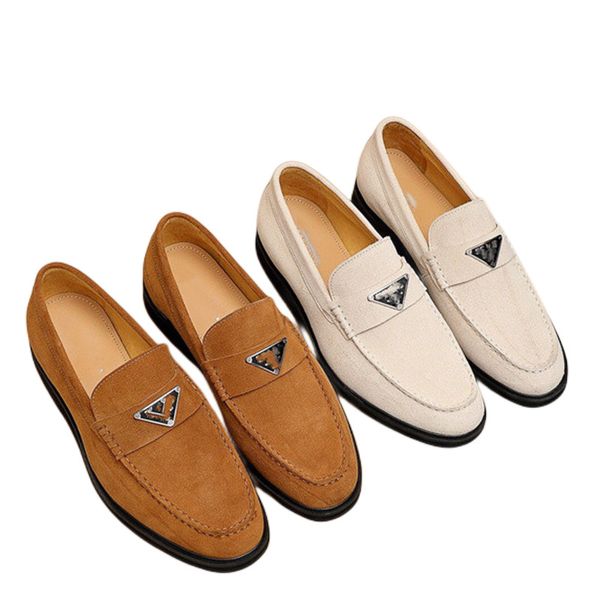 2023 Top PD Brand Men Loafers Роскошные дизайнеры обувь искренняя кожаная коричневая черная пряжка Мужские мужские дизайнерские туфли Slip на свадебной обуви 38-45