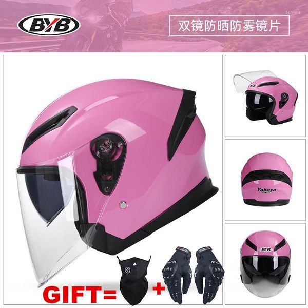 Мотоциклетные шлемы Отправляйте перчатки и маски 3/4 открытый половинный шлем с двойным линзом двойные козы