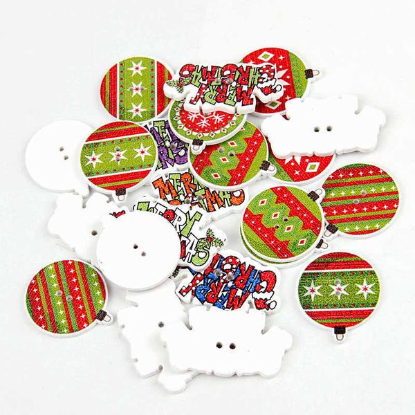 Dikiş kavramları aletler 2 delik karıştırın 30/50 parçalar Noel neşeli kar tanesi karışık ahşap Noel diy dikiş düğmeleri çocuk giyim not defteri p230523