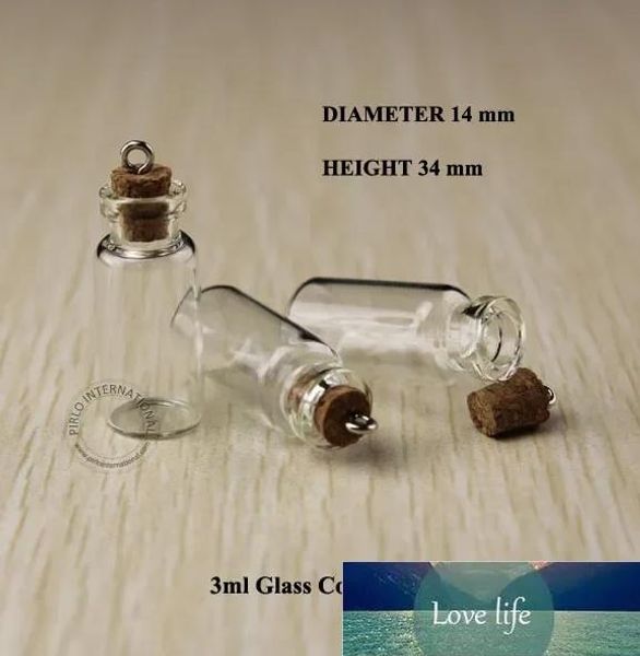 Classic 3ml Mini garrafas de vidro pequenas frascos de frascos com rolhas garrafa decorativa de tubo de teste de vidro com cortiça para pingentes mini 50pcs