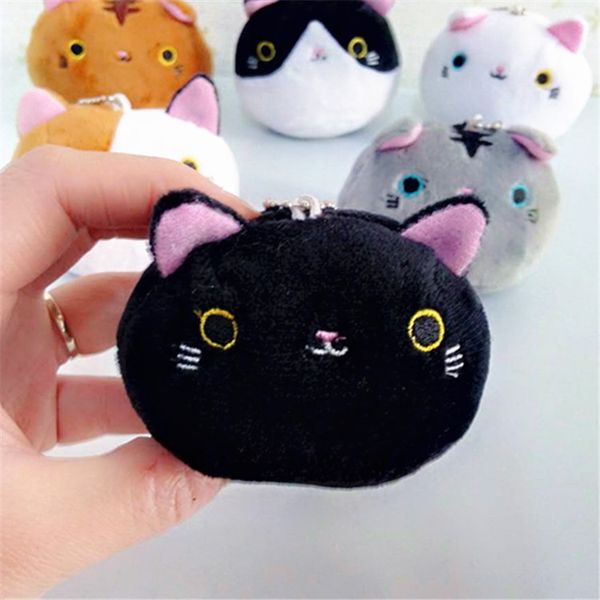 Novos 6 cores Kawaii 7cm Cats Brinquedos de pelúcia de chaves preto de gato branco boneca de brinquedo para festa de aniversário de festa infantil para menina