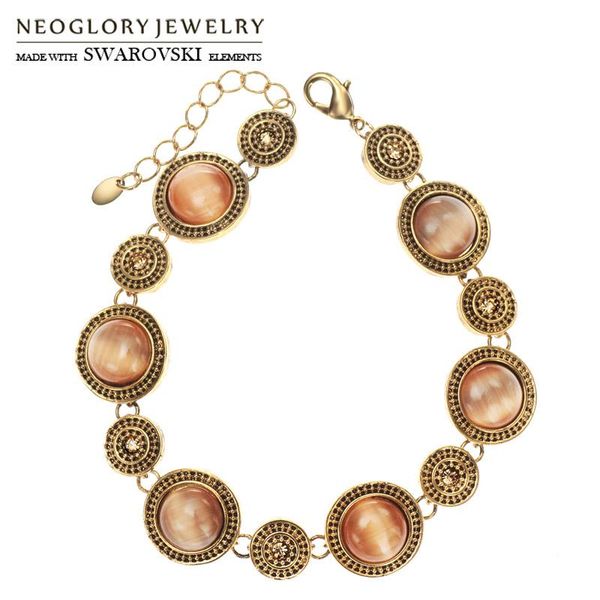 Armbänder Neoglory Österreich Strass Opal Charm Armband Antike Runde Perlen Vintage Stil für Lady Trendy Classic Gift