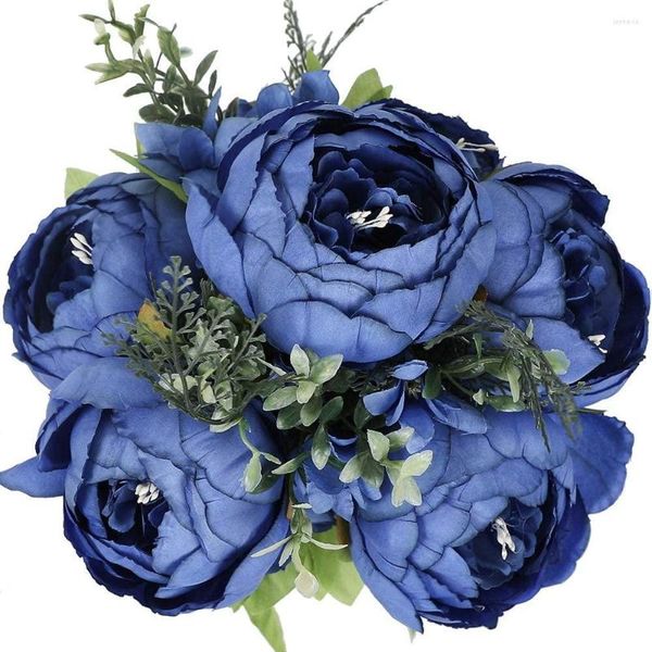 Fiori decorativi 1 confezione Peonia artificiale Peonie di seta finta Decorazione vintage per la casa Ufficio Decorazioni per matrimoni (blu navy)