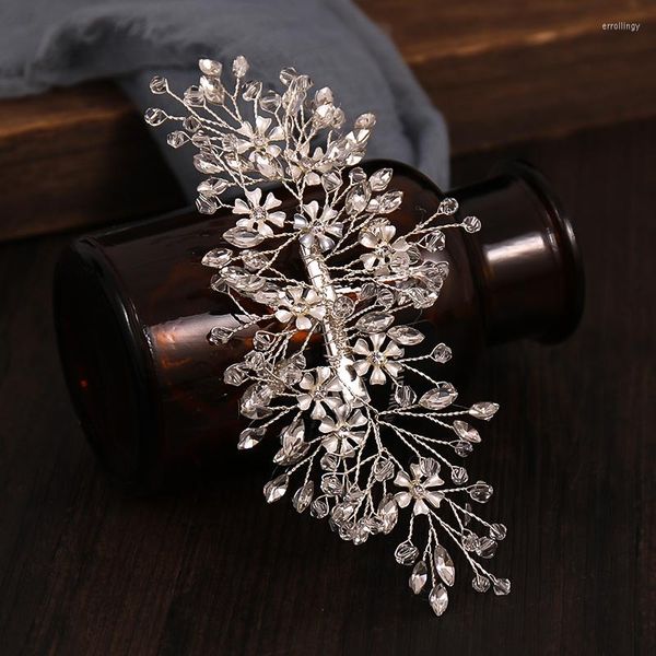 Fermagli per capelli Copricapo da sposa Forcina di cristallo Strass in lega Accessori intrecciati Perline a corona