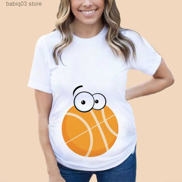 Umstandsoberteile T-Shirts Cartoon Ball Umstandsmode Kurzarm T-Shirt Sommer Damen Schwangerschaftskleidung Hot Stillen Bedrucktes Schwangere Tops T-Shirt T230523