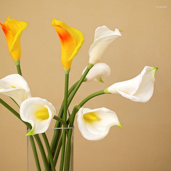 Dekorative Blumen, 7 Teile/los, langer Zweig, Calla-Lilie, künstliche Blume, Heimdekoration, Hochzeit, PU-Fälschungsstrauß, Wohnzimmertisch, 67 cm