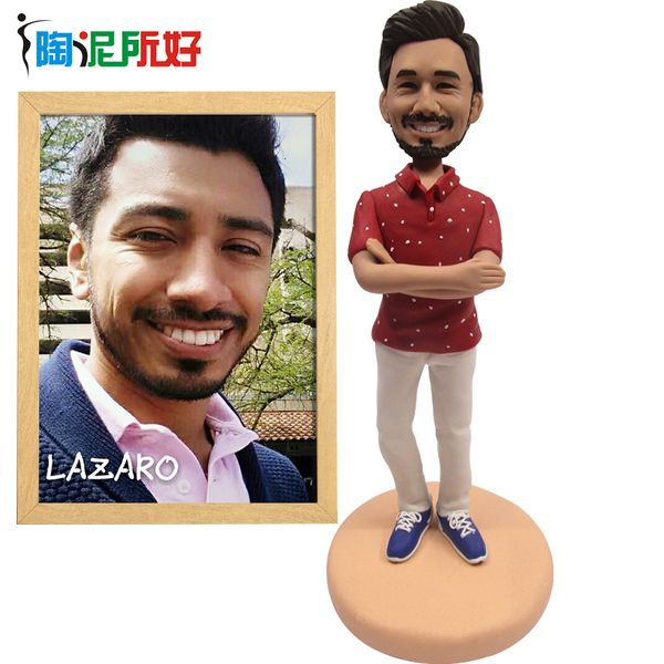 Oggetti decorativi Figurine Custom Handmade Real Man Figure Cartoon Anime Bambini Ragazze Coppia Pet Statua Scultura Matrimonio Compleanno Regalo di Natale 230523