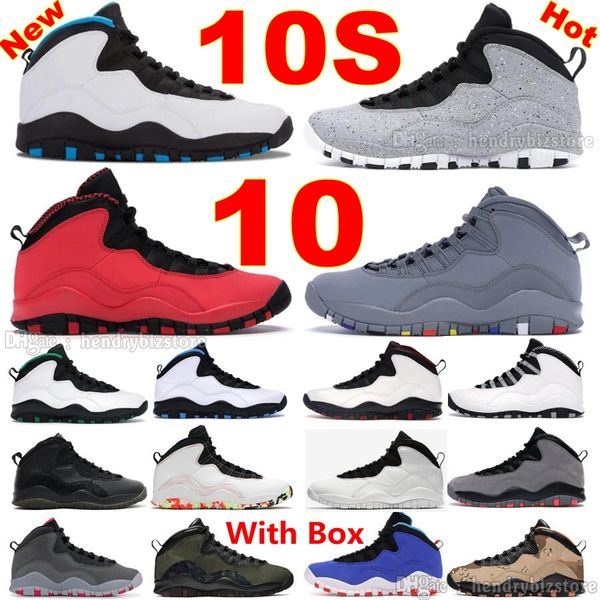 10S Powder Light Smoke Grey Scarpe da pallacanestro Mens Chicago Flag Solefly 10th Anniversary Came Westbrook Class Seattle Supersonics Steel Tinker Sneakers in pelle