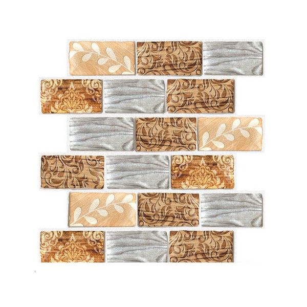 Adesivi murali Carta da parati autoadesiva in mattoni 3D Piastrelle a mosaico adesivo Adesivo in schiuma impermeabile Cucina Tetto Soffitto Pvc Bagno Camera