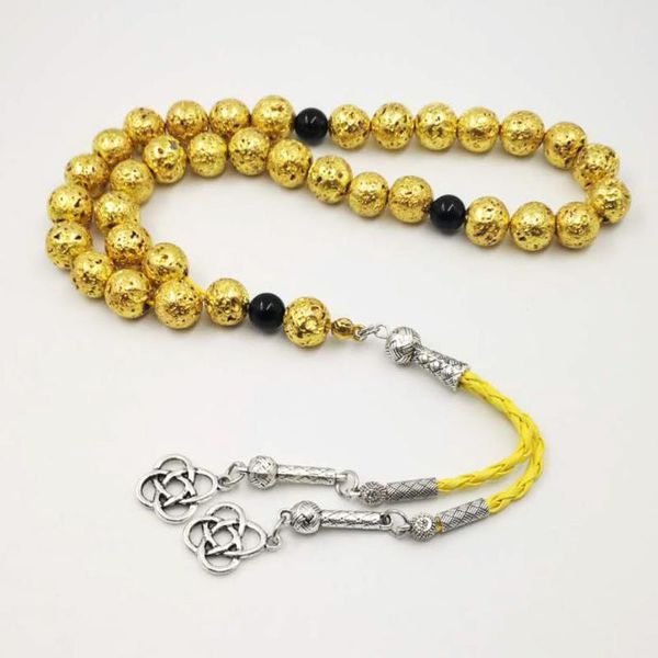 Roupas Tasbih Gold Lava Stone Acessórios Islâmicos Misbaha Rosário Natural Rosário 33 66 99 Minchações de Oração