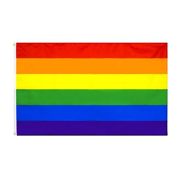 Banner-Flaggen, 90 x 150 cm, Regenbogen-Flagge, doppelte Linie, Crim, gleiches Quadrat, Haushalt, Garten, Produkte, Drop-Lieferung, Zuhause, festliche Party-Zubehör, Dh95Z