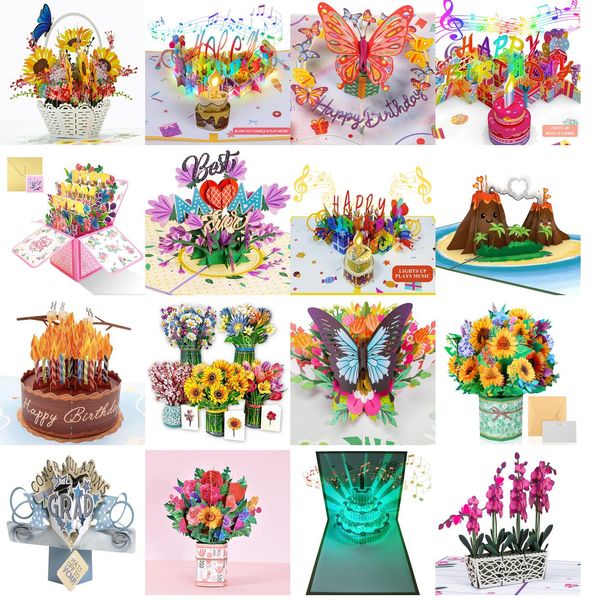 Cartões de felicitações 3D Pop Up Mother Day Card Floral Melhor Mãe para Mãe Esposa Qualquer