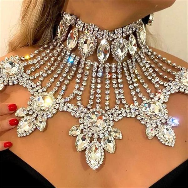 Halsketten Mode Kristall Brautschmuck Für Frauen Strass Geometrische Halsband Wassertropfen Kette Halsbänder Halsketten Zubehör Großhandel