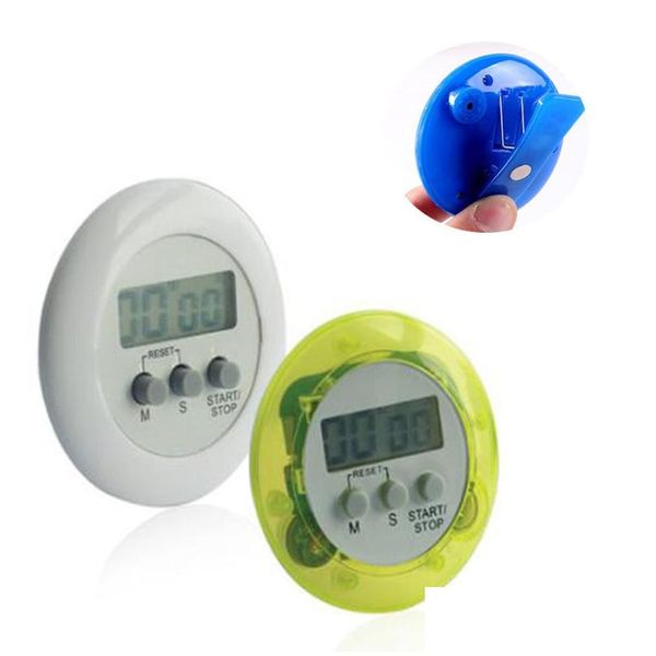 Timer da cucina 5 colori Elettronica rotonda Timer per il conto alla rovescia Allarme da tavolo Digital Home Calcagraph Misuratore del tempo Strumento di cottura Drop Deliver Dhvrh