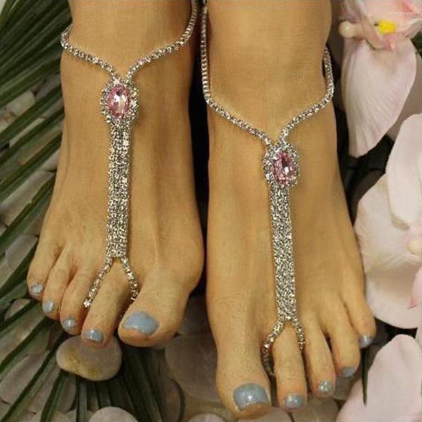 Fußkettchen Mode Strass Kristall Für Frauen Luxus Füße Armband Fuß Kette Knöchel Strap Sommer Strand Schmuck Spann Zubehör