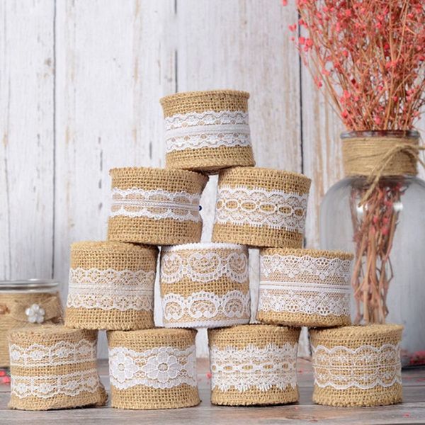 Outros suprimentos de festa de evento 2m 5cm de juta natural fita fita rústica decoração de casamento vintage hessian roll roll feliz natal diy 230522