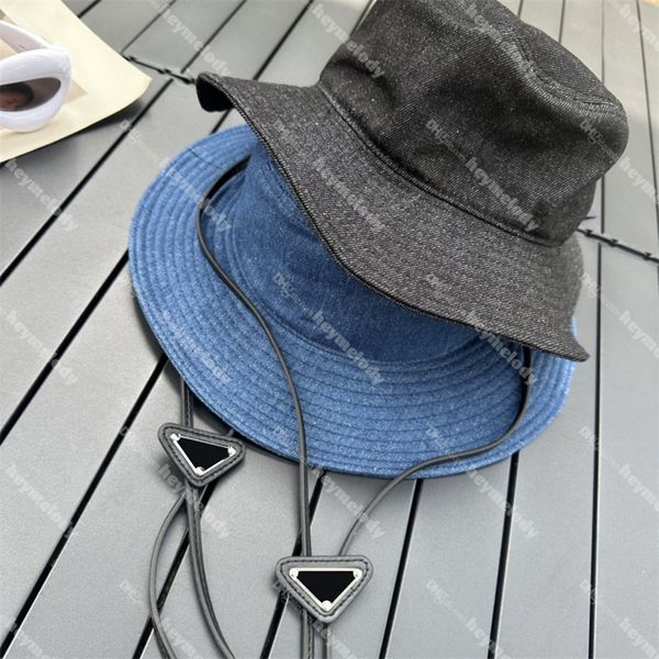 Yeni denim renkli kova şapkaları ayarlanabilir toka kayış şapkası kapaklar Ters üçgen balıkçı şapkaları etiketlerle casquette