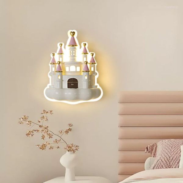 Lampade a parete Castle Pink Princess Room per bambini Lampada moderna Minimalista Creativa Bambina Luci da letto per bambini