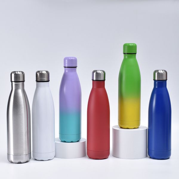 Edelstahl-Cola-Flasche mit Farbverlauf, mattierter Thermobecher, Outdoor-Vakuum-Sport-Wasserflasche