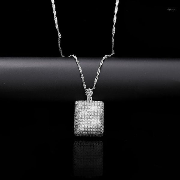 Anhänger Halsketten Kristall Zirkon Quadrat Design Halskette Für Frauen Luxus Hochzeit Schmuck Silber Farbe Anhänger Mit Geschenk Tasche Oder Box