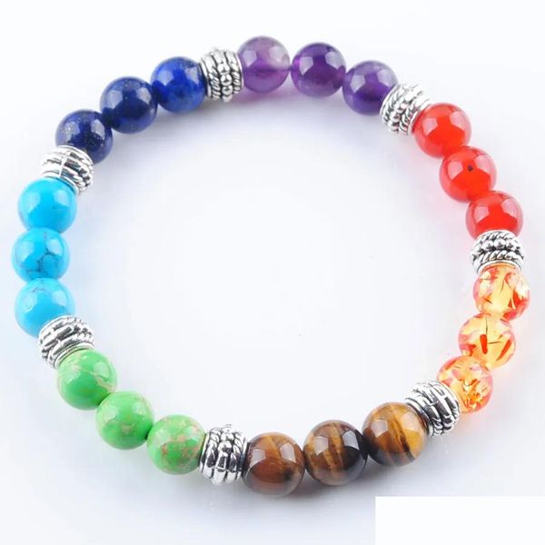 Beaded Beautif 7 Chakras Reiki Gem Stone Beads Bears Bracelet Bracelet Jewelry Jewelry Meditation для женщин -браслетов K3281 Drop Delivery DHF9B
