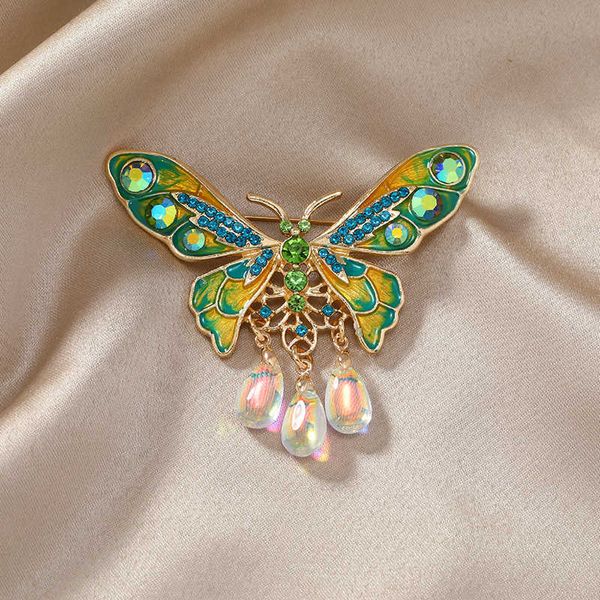 Pins Broschen Damen Elegant Glas Emaille Schmetterling Emblem Pin Schmuck Klassischer Anhänger Retro Insekt Brust Pin Damen Set Kleid Pin G220523