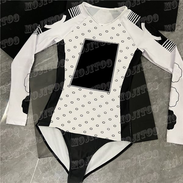 Mulheres impressas Bodysuit roupas de banho de roupa de banho longa de uma peça de maiô acolchoado Design de maiô Surfing de maiô