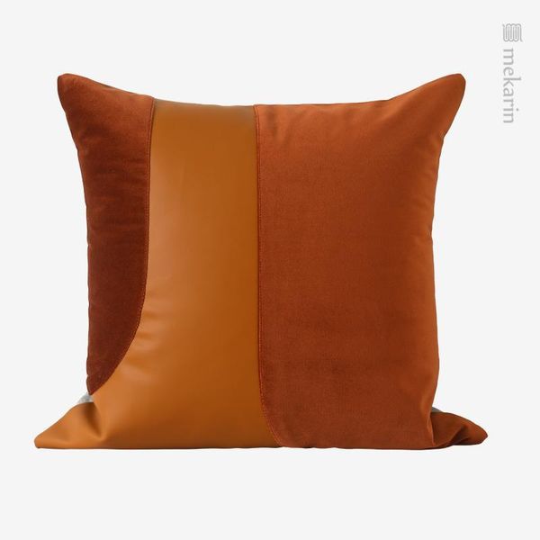 Travesseiro /forro decorativo decorativo para sofá de couro laranja costura de flanela s