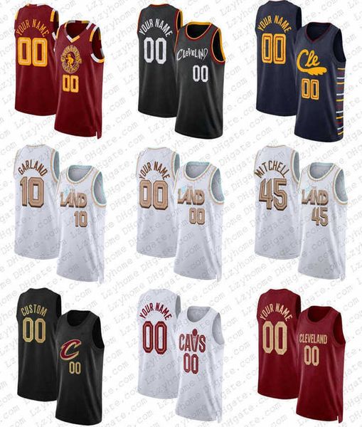 Donovan Mitchell Darius Garland Jerseys de basquete personalizado Evan Mobley Jarrett Allen Clevelands Cavalier Ricky Rubio Caris Levert Kevin Love Cedi Osman 202