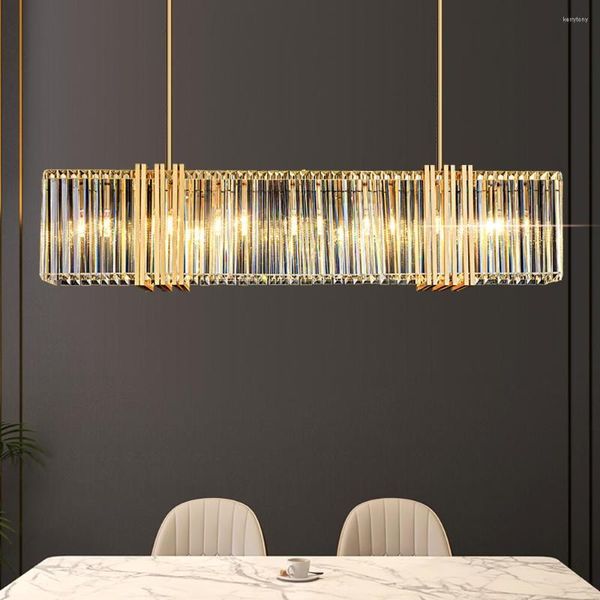 Lampadari Rettangolare Isola Lampadario di cristallo Moderno Hanglamp AC110V 220V Soggiorno di lusso Cristal Lampe Bar Illuminazione