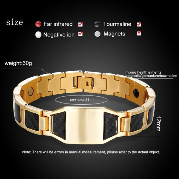 Braccialetto Nuovo braccialetto magnetico in acciaio inossidabile con fibra di carbonio braccialetto sanitario con gancio con fibbia trattamento braccialetto gioielli per ragazza ragazzo