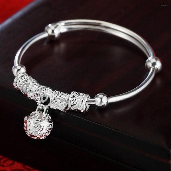 Bangle 925 Color Silver Hollow Ball Регулируемые браслеты для женских модных подарков девочка студенческие ювелирные изделия