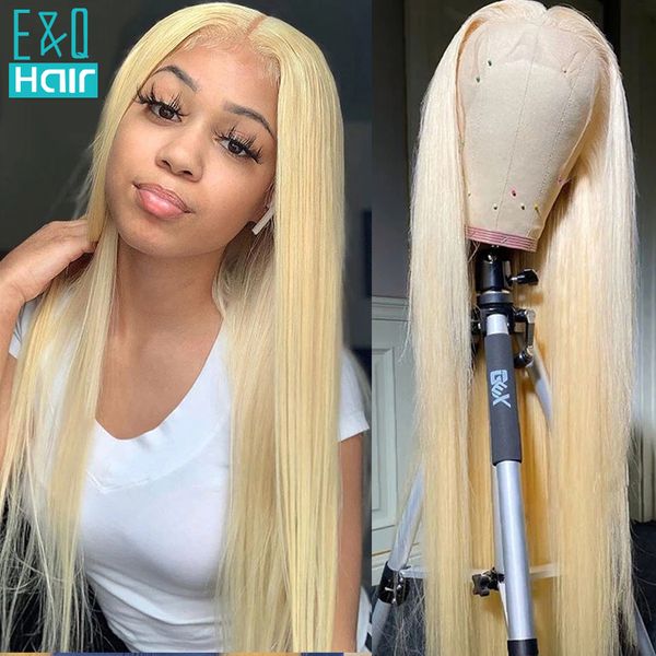 613 Blonde Straight 13x4 Кружевное парик 100% Virgin Volume Человеческие волосы с крючковыми волосами кружевные парики для женщин для женщин