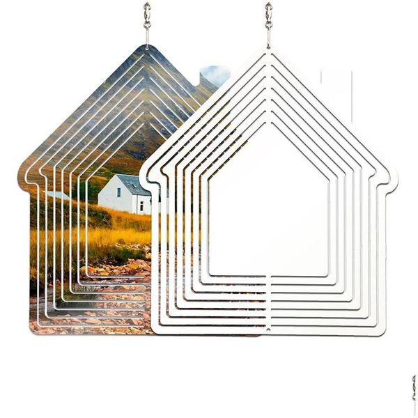 Weihnachtsdekorationen Wärmeübertragung Dekoration Haus Anhänger DIY Sublimation Blank Windspiel Hausgarten Ornament Drop Lieferung Fes Dhukf