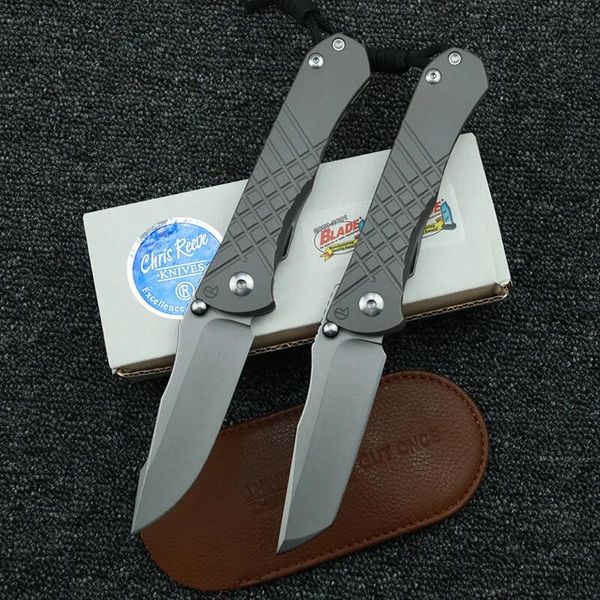 Chris Reeve Umnumzaan Flipper dobrável faca S35VN Blade Titanium Handle Cr Pocket Knives EDC Tools