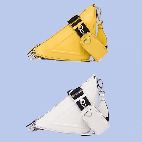 Bolsas de praia masculam Triângulo de moda Triângulo genuíno de couro de luxo para feminino Designer de bolsa CLOO Speedy amarelo bolsa de ombro de ombro bobo body body loj saco