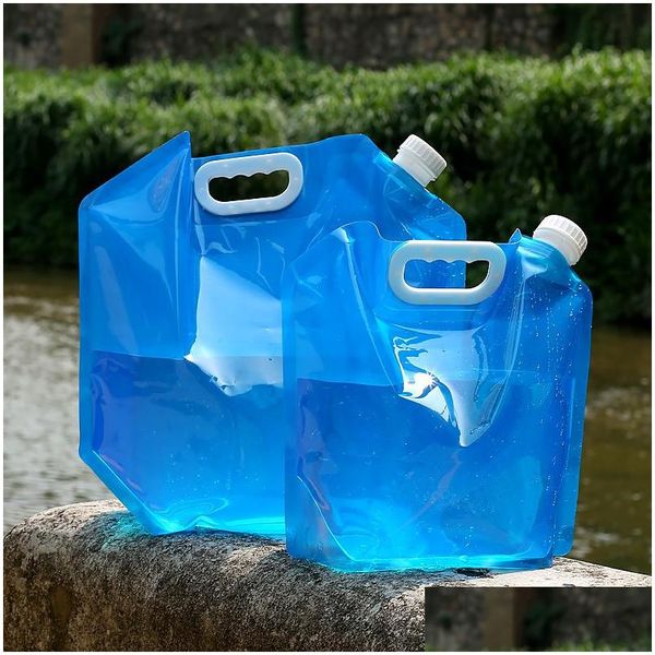 Wasserflaschen 5L / 10L Faltflasche Große Kapazität Outdoor Cam Klettern Radfahren Tragbare Tasche Wasserkocher Drop Lieferung Hausgarten Küche Dhgnu