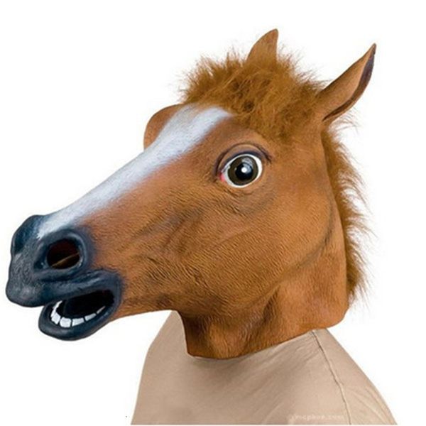 Parti Maskeleri Komik At Maskesi Çılgın Parti Cosplay Ürpertici Hayvan Kostüm Horse Head Lateks Tam Yüz Maske Maskara Tiyatrosu Şakası Cadılar Bayramı Dekor 230523