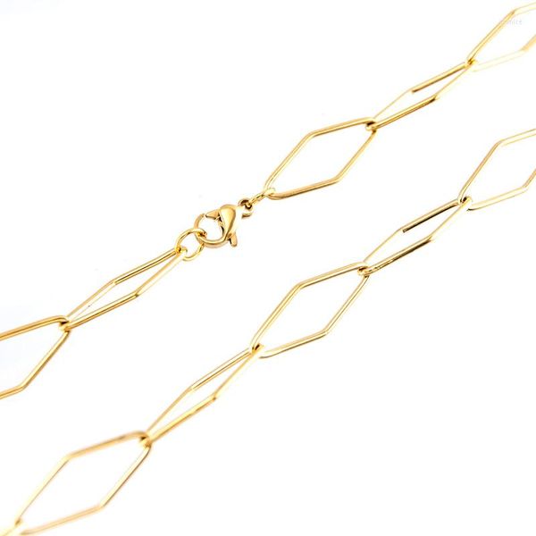 Correntes aço inoxidável quadrado colar exclusivo feminino gargantilha longa rhombus link cadeia de prata/colar de ouro colares de moda 2023