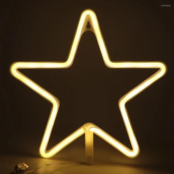 Lâmpada de neon da forma de estrela Romântico USB/Battery Decoração de Wall Decoration LED LED LUZ para festa