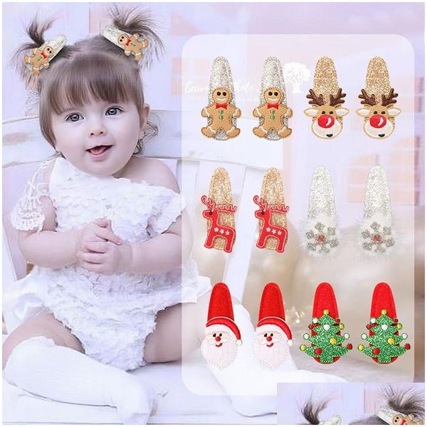 Fermagli per capelli Barrettes Paillettes Natale Bambini Cartoon Bangs Bb Clip Decorazione per feste Tornante Anno Regalo Copricapo Drop Delivery Je Dhcc4