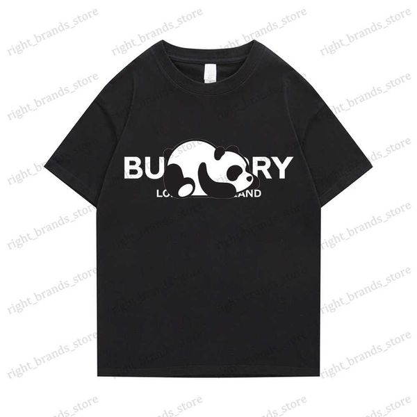 Erkek Tişörtleri 2023 Yaz T-Shirt Panda ve Bear Desen Erkek Basılı T-Shirt Sıradan Kısa Kollu Üst Pamuk T-Shirt Erkekler Gevşek Serbest Shippi T230523