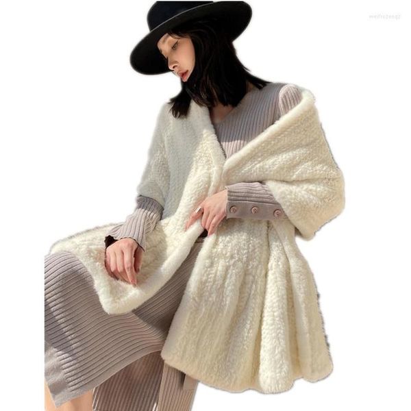 Lenços de inverno longo de inverno de inverno real lenço quente malha envolve capa branca shawl moda pesco mais quente