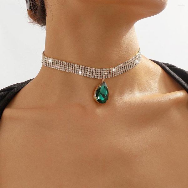 Charker exagerado luxuoso colar de colarinho de colarinho de colarinho de moda 2023 Acessório atacadista de charcontes de cristal completo
