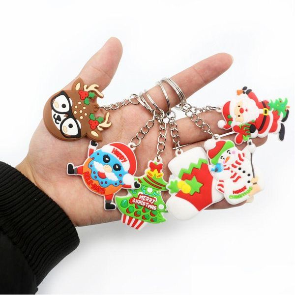 Anahtarlıklar Landards Christmas Anahtarlık Kolye Santa Snowman Elk Karikatür PVC Keyasyon Hediyesi Anahtar Zincir Damlası Teslimat Moda Aksesuar DHW5G