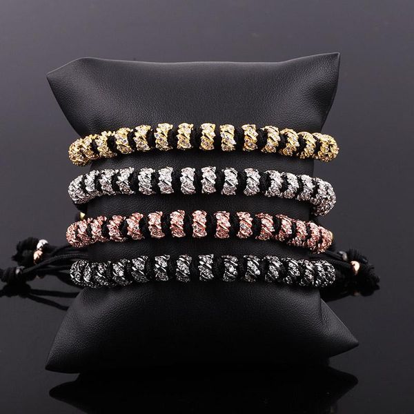 Bracciale rigido di lusso CZ Pave Spacer Charm intrecciato Macrame braccialetto regolabile uomo donna gioielli regalo