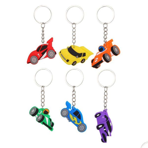 Keychains colhedores de carrinhos de corrida Keychain PVC Chain Chain Chain Pinging Acessórios de moda Keyring Drop Delt Dh931